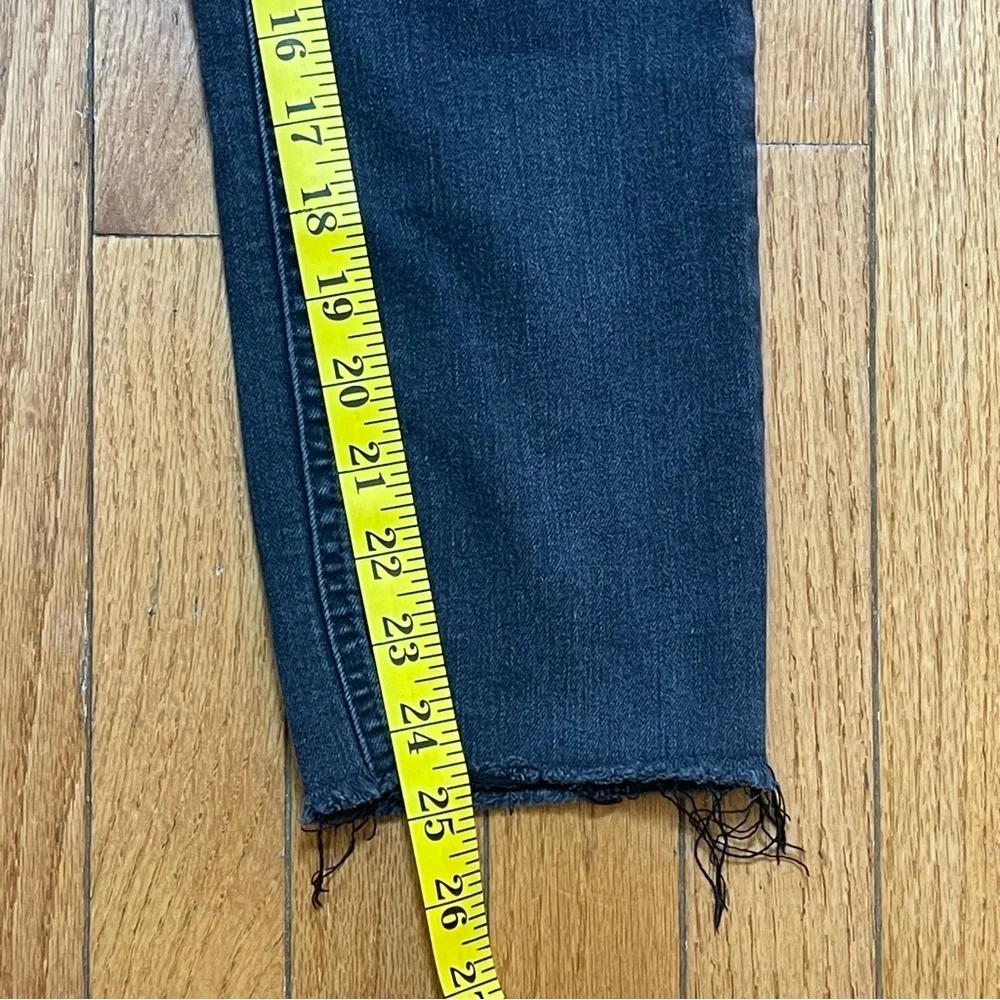 Vanilla Star Black Distressed Mom Jeans Size 1 High Rise Ripped Knees Frayed Hem